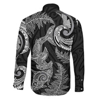New Zealand Sea Animals with Maori Tribal Tattoo Family Matching Puletasi and Hawaiian Shirt Shark Manta Ray with Silver Fern Black LT03 - Polynesian Pride