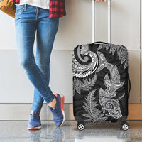 New Zealand Sea Animals with Maori Tribal Tattoo Luggage Cover Shark Manta Ray with Silver Fern Black LT03 - Polynesian Pride