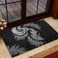 New Zealand Sea Animals with Maori Tribal Tattoo Rubber Doormat Shark Manta Ray with Silver Fern Black LT03 - Polynesian Pride