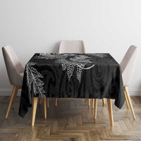 New Zealand Sea Animals with Maori Tribal Tattoo Tablecloth Shark Manta Ray with Silver Fern Black LT03 - Polynesian Pride
