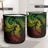 New Zealand Sea Animals with Maori Tribal Tattoo Laundry Basket Shark Manta Ray with Silver Fern Reggae LT03 - Polynesian Pride
