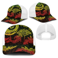 New Zealand Sea Animals with Maori Tribal Tattoo Baseball Net Cap Shark Manta Ray with Silver Fern Reggae LT03 - Polynesian Pride