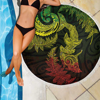 New Zealand Sea Animals with Maori Tribal Tattoo Beach Blanket Shark Manta Ray with Silver Fern Reggae LT03 - Polynesian Pride