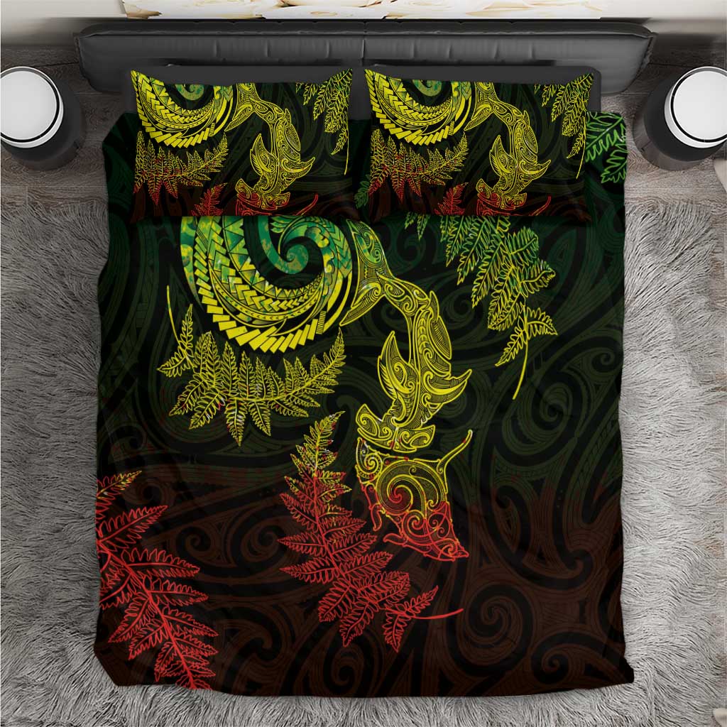 New Zealand Sea Animals with Maori Tribal Tattoo Bedding Set Shark Manta Ray with Silver Fern Reggae LT03 Reggae - Polynesian Pride