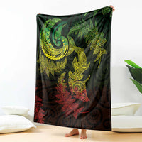 New Zealand Sea Animals with Maori Tribal Tattoo Blanket Shark Manta Ray with Silver Fern Reggae LT03 - Polynesian Pride