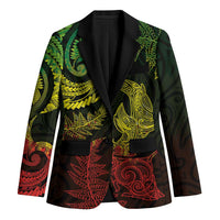 New Zealand Sea Animals with Maori Tribal Tattoo Blazer Shark Manta Ray with Silver Fern Reggae LT03 Unisex Reggae - Polynesian Pride