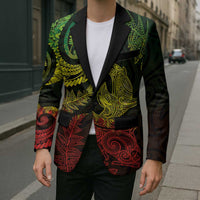 New Zealand Sea Animals with Maori Tribal Tattoo Blazer Shark Manta Ray with Silver Fern Reggae LT03 - Polynesian Pride