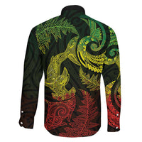 New Zealand Sea Animals with Maori Tribal Tattoo Family Matching Off Shoulder Short Dress and Hawaiian Shirt Shark Manta Ray with Silver Fern Reggae LT03 - Polynesian Pride