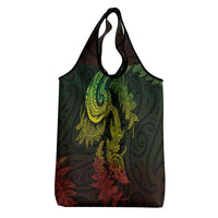 New Zealand Sea Animals with Maori Tribal Tattoo Grocery Bag Shark Manta Ray with Silver Fern Reggae LT03 - Polynesian Pride