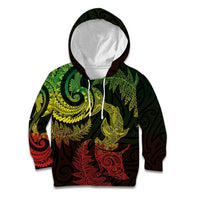 New Zealand Sea Animals with Maori Tribal Tattoo Kid Hoodie Shark Manta Ray with Silver Fern Reggae LT03 Hoodie Reggae - Polynesian Pride