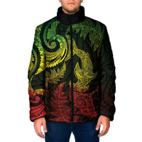 New Zealand Sea Animals with Maori Tribal Tattoo Padded Jacket Shark Manta Ray with Silver Fern Reggae LT03 Men Reggae - Polynesian Pride