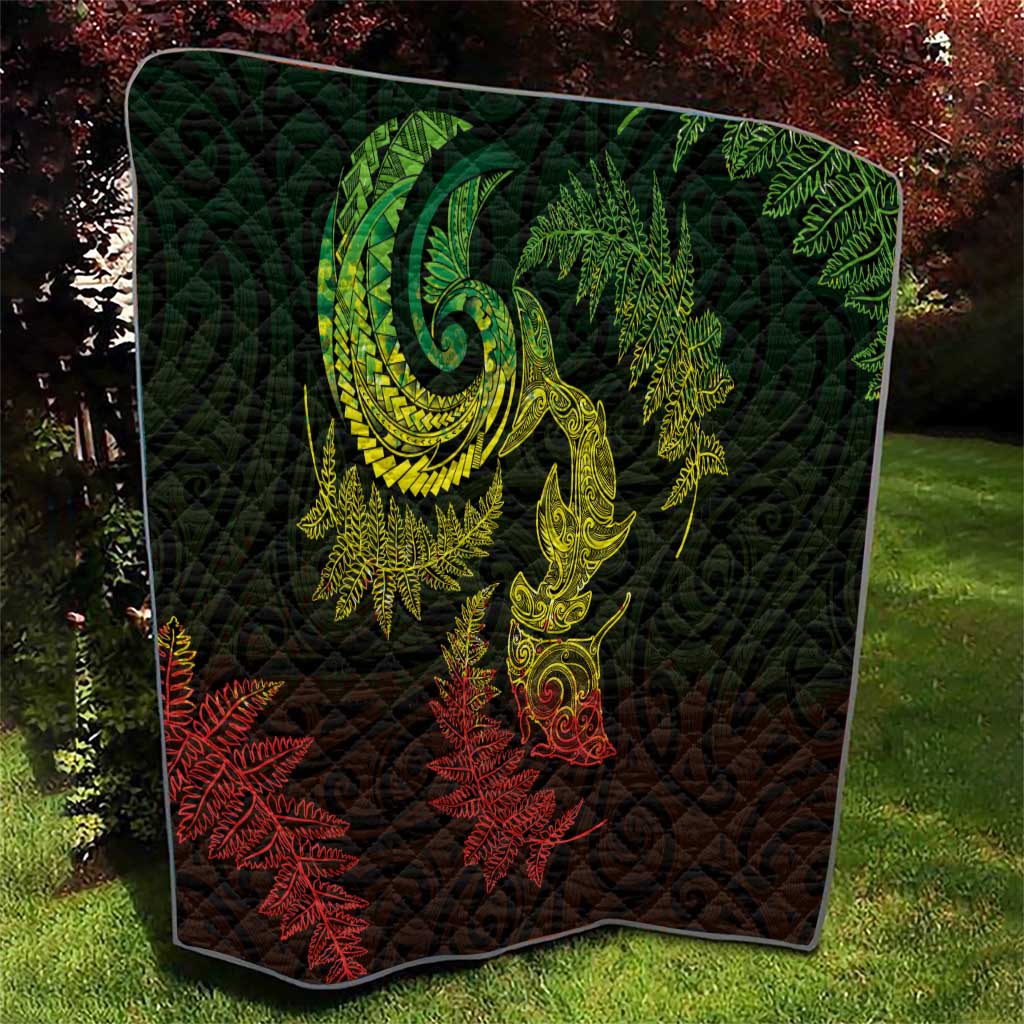 New Zealand Sea Animals with Maori Tribal Tattoo Quilt Shark Manta Ray with Silver Fern Reggae LT03 - Polynesian Pride