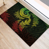 New Zealand Sea Animals with Maori Tribal Tattoo Rubber Doormat Shark Manta Ray with Silver Fern Reggae LT03 - Polynesian Pride
