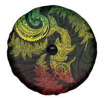 New Zealand Sea Animals with Maori Tribal Tattoo Spare Tire Cover Shark Manta Ray with Silver Fern Reggae LT03 - Polynesian Pride