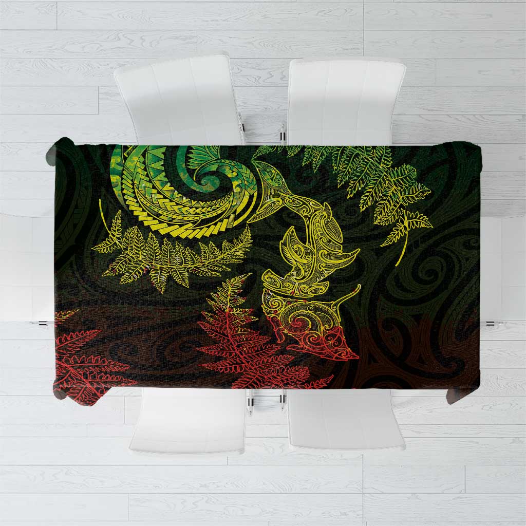 New Zealand Sea Animals with Maori Tribal Tattoo Tablecloth Shark Manta Ray with Silver Fern Reggae LT03 Reggae - Polynesian Pride