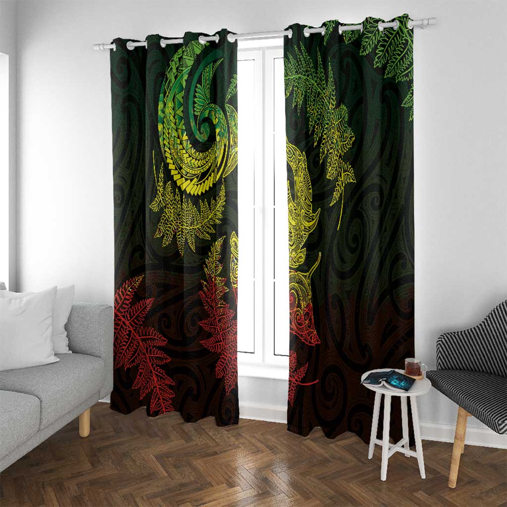 New Zealand Sea Animals with Maori Tribal Tattoo Window Curtain Shark Manta Ray with Silver Fern Reggae LT03 With Grommets Reggae - Polynesian Pride
