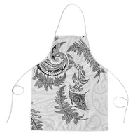 New Zealand Sea Animals with Maori Tribal Tattoo Apron Shark Manta Ray with Silver Fern White LT03 White - Polynesian Pride