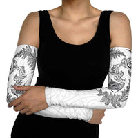 New Zealand Sea Animals with Maori Tribal Tattoo Arm Sleeves Shark Manta Ray with Silver Fern White LT03 - Polynesian Pride