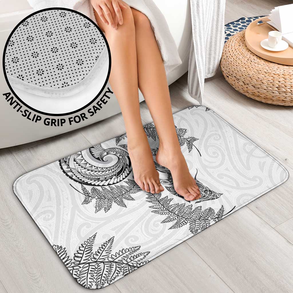 New Zealand Sea Animals with Maori Tribal Tattoo Bathroom Set Shark Manta Ray with Silver Fern White LT03 - Polynesian Pride