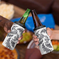 New Zealand Sea Animals with Maori Tribal Tattoo 4 in 1 Can Cooler Tumbler Shark Manta Ray with Silver Fern White LT03 - Polynesian Pride