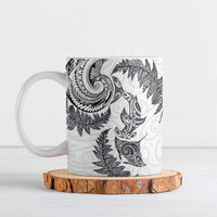 New Zealand Sea Animals with Maori Tribal Tattoo Ceramic Mug Shark Manta Ray with Silver Fern White LT03 White - Polynesian Pride