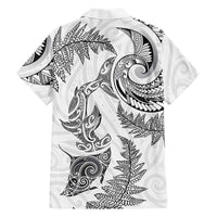 New Zealand Sea Animals with Maori Tribal Tattoo Family Matching Long Sleeve Bodycon Dress and Hawaiian Shirt Shark Manta Ray with Silver Fern White LT03 - Polynesian Pride