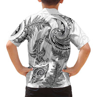 New Zealand Sea Animals with Maori Tribal Tattoo Family Matching Mermaid Dress and Hawaiian Shirt Shark Manta Ray with Silver Fern White LT03 - Polynesian Pride