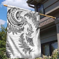New Zealand Sea Animals with Maori Tribal Tattoo Garden Flag Shark Manta Ray with Silver Fern White LT03 - Polynesian Pride