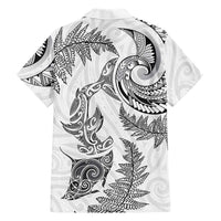 New Zealand Sea Animals with Maori Tribal Tattoo Hawaiian Shirt Shark Manta Ray with Silver Fern White LT03 - Polynesian Pride