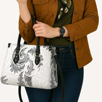New Zealand Sea Animals with Maori Tribal Tattoo Leather Bag Shark Manta Ray with Silver Fern White LT03 - Polynesian Pride