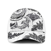 New Zealand Sea Animals with Maori Tribal Tattoo Mesh Trucker Cap Shark Manta Ray with Silver Fern White LT03 One Size White White - Polynesian Pride