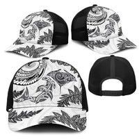 New Zealand Sea Animals with Maori Tribal Tattoo Mesh Trucker Cap Shark Manta Ray with Silver Fern White LT03 - Polynesian Pride