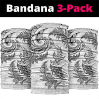 New Zealand Sea Animals with Maori Tribal Tattoo Neck Gaiter Shark Manta Ray with Silver Fern White LT03 package One Size: 25*50cm White - Polynesian Pride