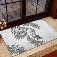 New Zealand Sea Animals with Maori Tribal Tattoo Rubber Doormat Shark Manta Ray with Silver Fern White LT03 - Polynesian Pride