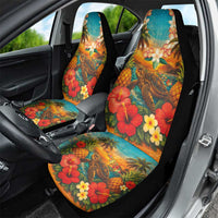 Hawaiian Turtles on Beach Car Seat Cover with Pineapple Tropical Plant and Lei