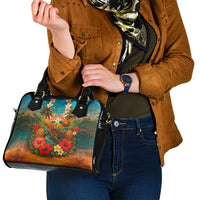 Hawaiian Turtles on Beach Shoulder Handbag with Pineapple Tropical Plant and Lei