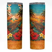 Hawaiian Turtles on Beach Skinny Tumbler with Pineapple Tropical Plant and Lei LT03 Multicolor - Polynesian Pride