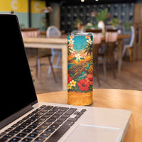 Hawaiian Turtles on Beach Skinny Tumbler with Pineapple Tropical Plant and Lei LT03 - Polynesian Pride