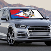American Samoa Flag Day Auto Sun Shade Polynesian Art Geometric with Flag Brush Style