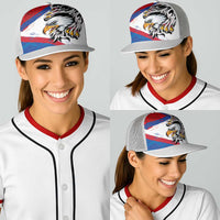 American Samoa Flag Day Baseball Net Cap Polynesian Art Geometric with Flag Brush Style