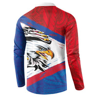 American Samoa Flag Day Button Sweatshirt Polynesian Art Geometric with Flag Brush Style