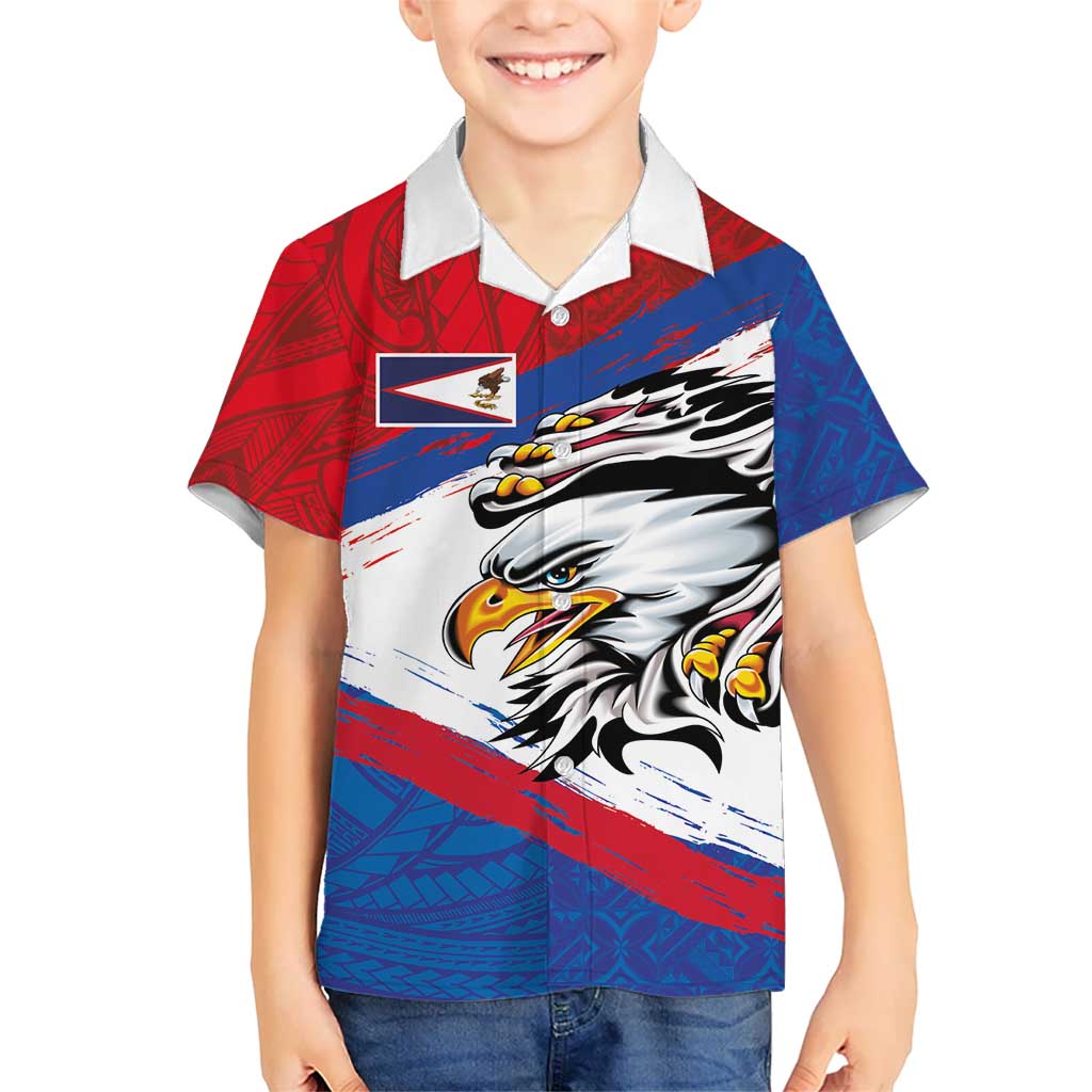 American Samoa Flag Day Family Matching Mermaid Dress and Hawaiian Shirt Polynesian Art Geometric with Flag Brush Style LT03 Son's Shirt Multicolor - Polynesian Pride