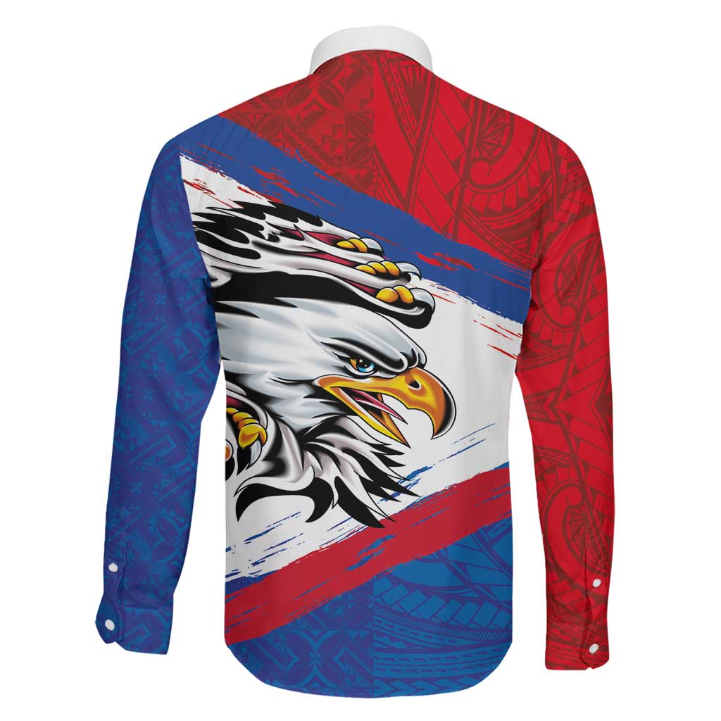 American Samoa Flag Day Family Matching Tank Maxi Dress and Hawaiian Shirt Polynesian Art Geometric with Flag Brush Style LT03 - Polynesian Pride