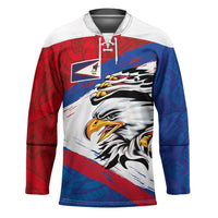 American Samoa Flag Day Hockey Jersey Polynesian Art Geometric with Flag Brush Style