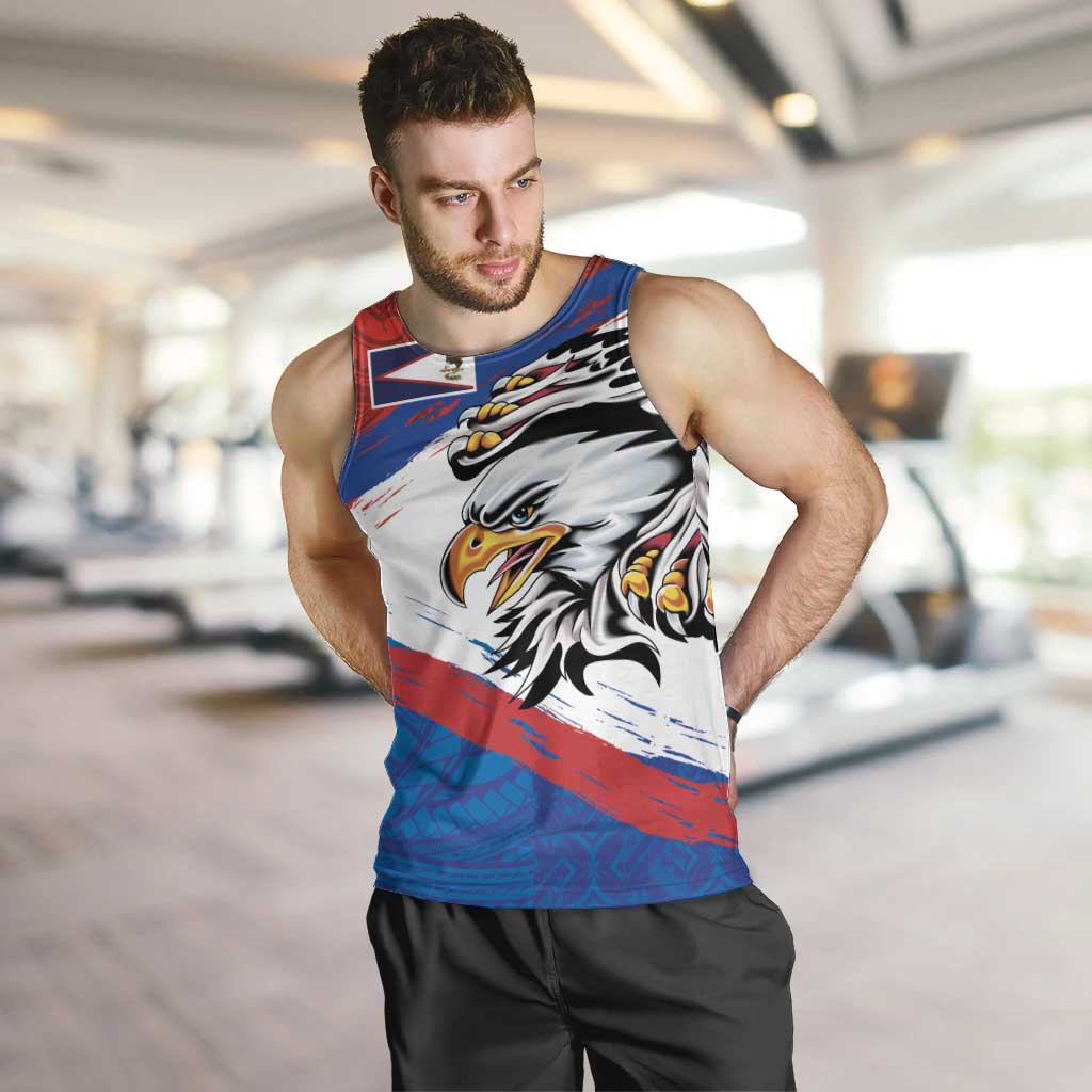 American Samoa Flag Day Men Tank Top Polynesian Art Geometric with Flag Brush Style