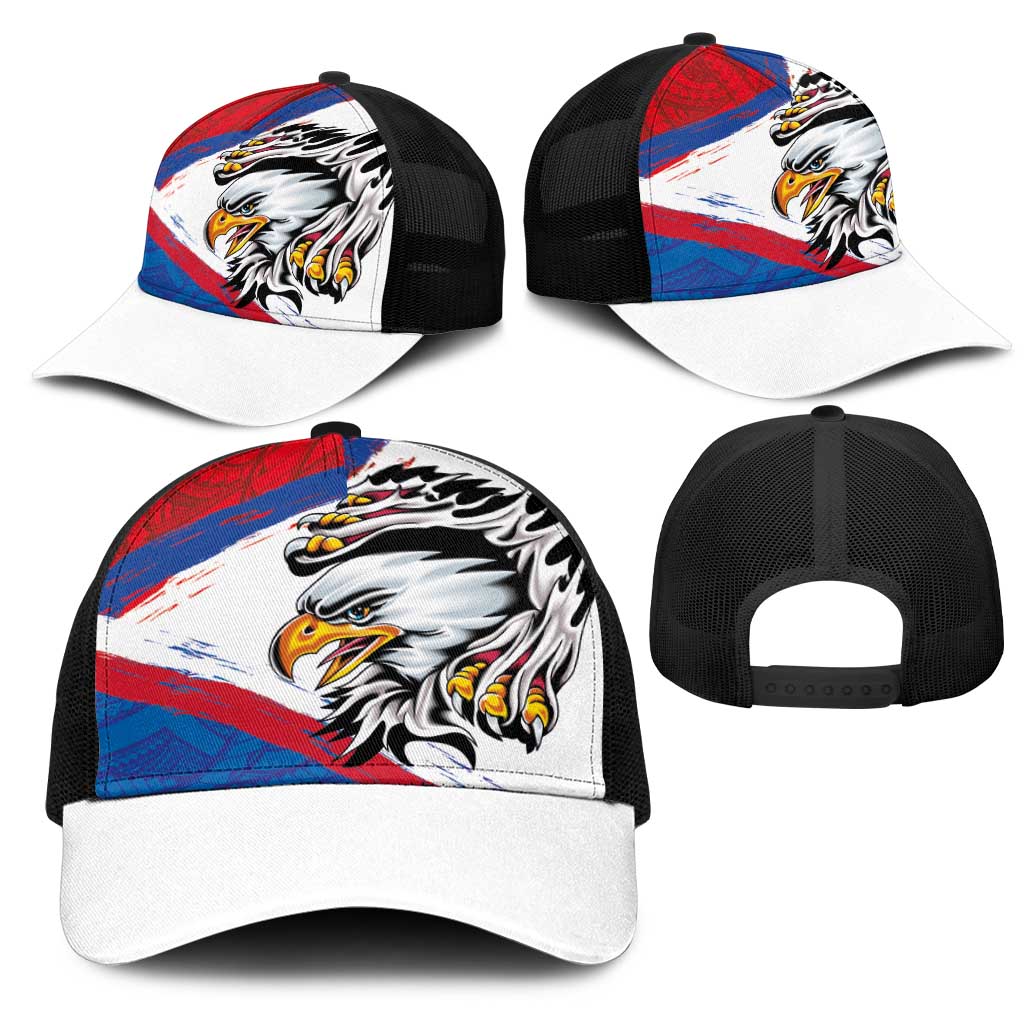 American Samoa Flag Day Mesh Trucker Cap Polynesian Art Geometric with Flag Brush Style