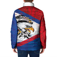 American Samoa Flag Day Padded Jacket Polynesian Art Geometric with Flag Brush Style