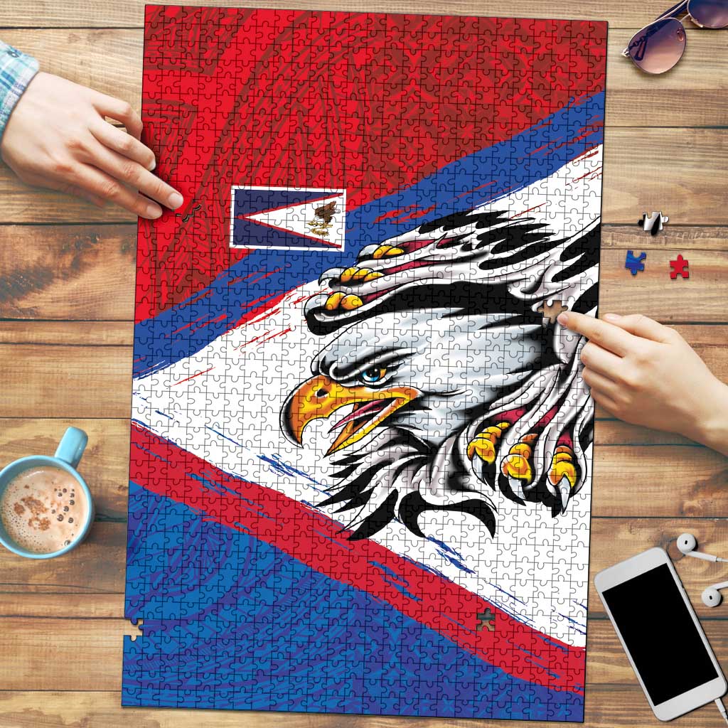 American Samoa Flag Day Puzzle Polynesian Art Geometric with Flag Brush Style