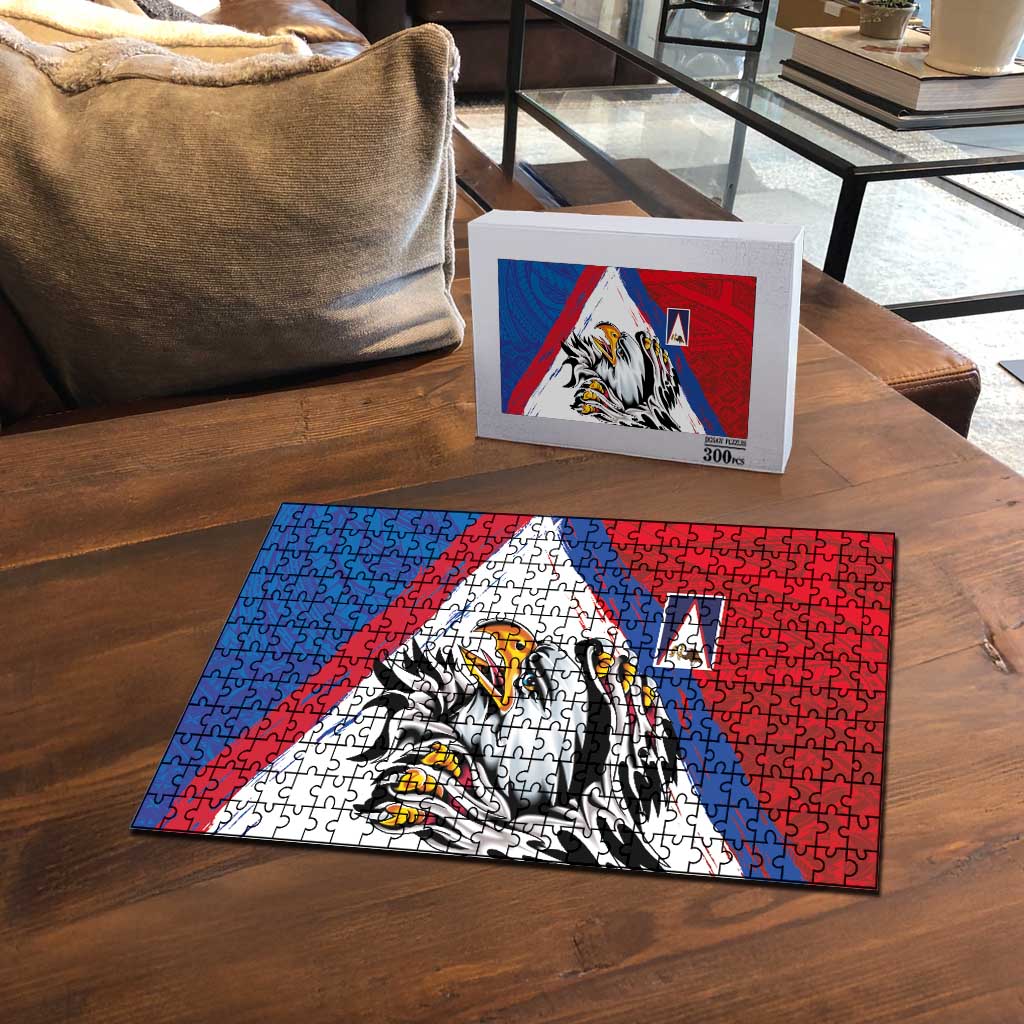 American Samoa Flag Day Puzzle Polynesian Art Geometric with Flag Brush Style