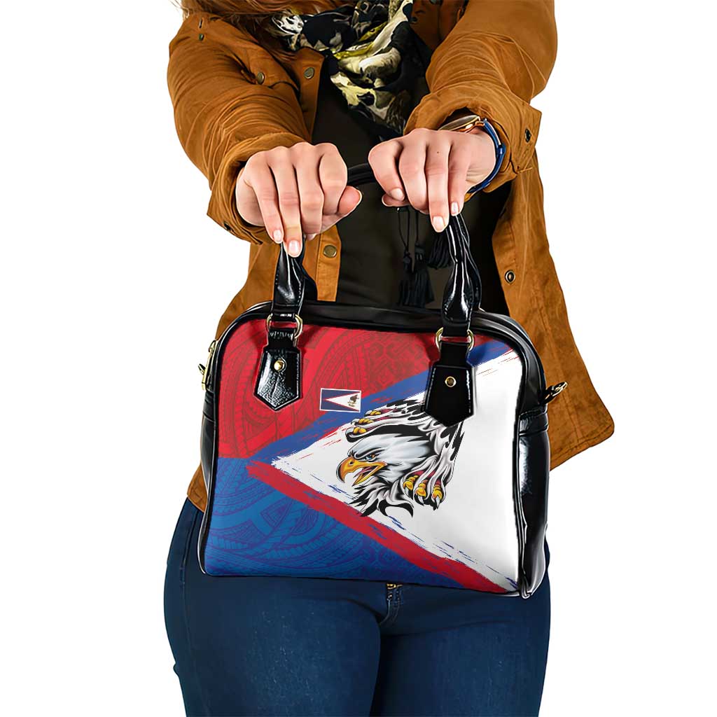 American Samoa Flag Day Shoulder Handbag Polynesian Art Geometric with Flag Brush Style LT03 One Size Multicolor - Polynesian Pride